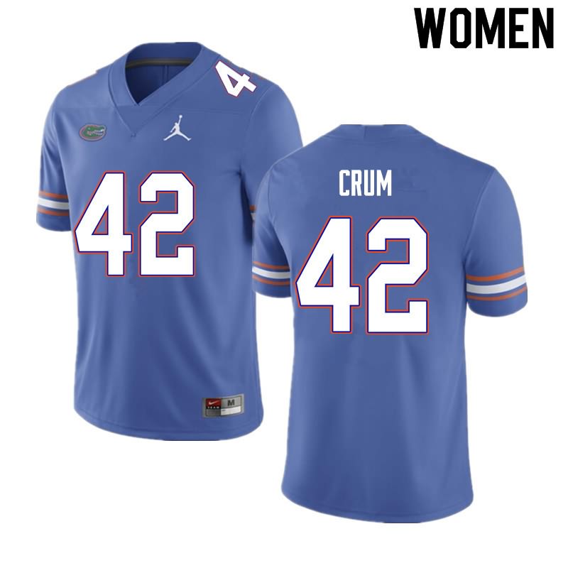 NCAA Florida Gators Quaylin Crum Women's #42 Nike Blue Stitched Authentic College Football Jersey JBB3564LS